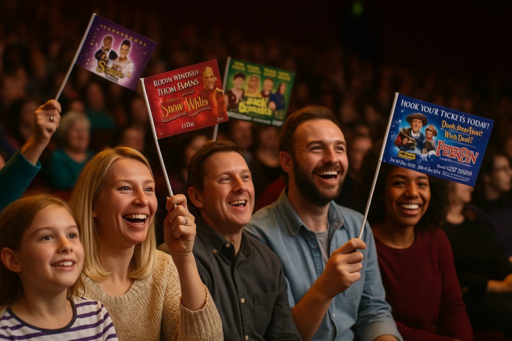 Theatre Flags being held by Children and Adults