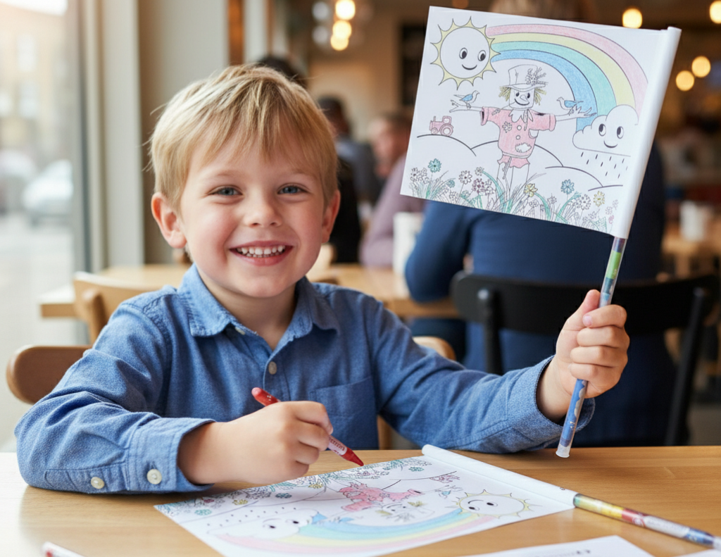 boy holding and colouring a new doodleflag