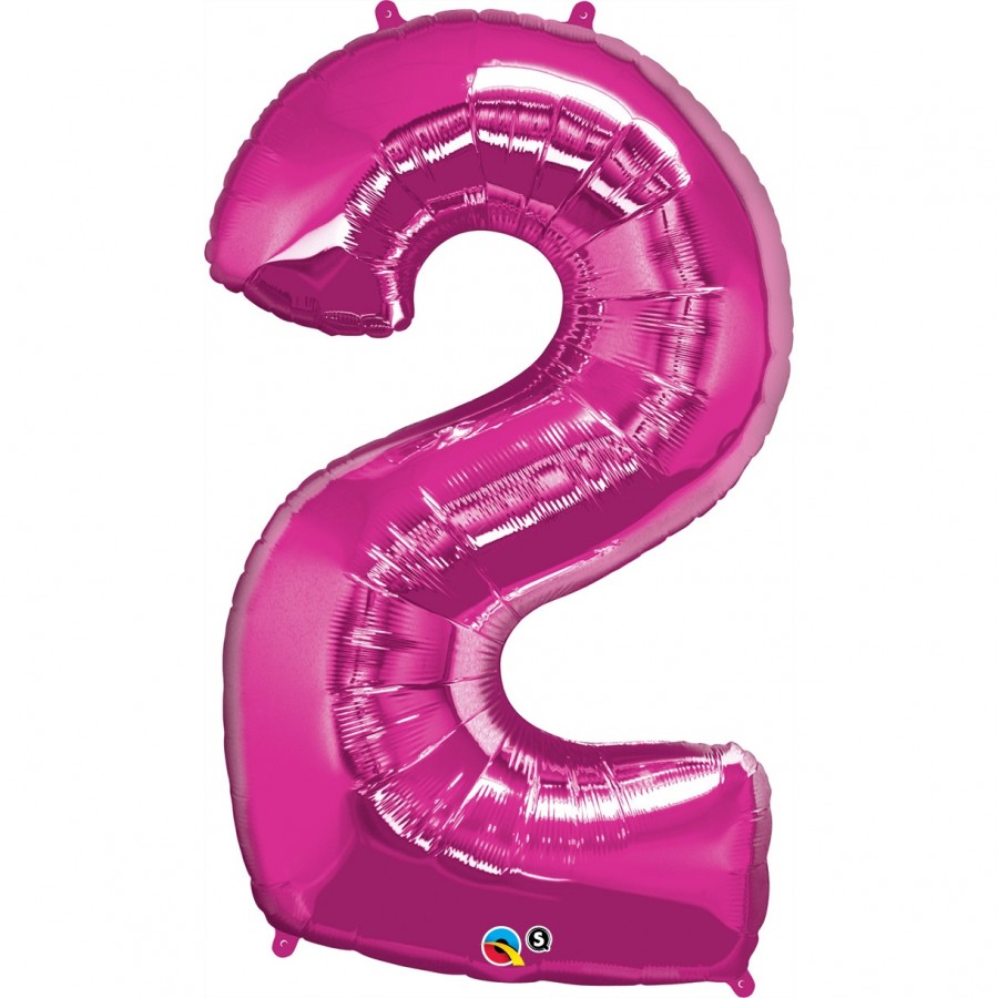 Giant Number 2 Foil Balloon Magenta