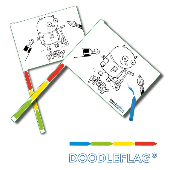 Customised Dodleflag for Children's Entertainment and Brand Promotion