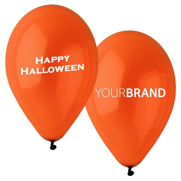 Happy Halloween Printed Latex Balloons Orange