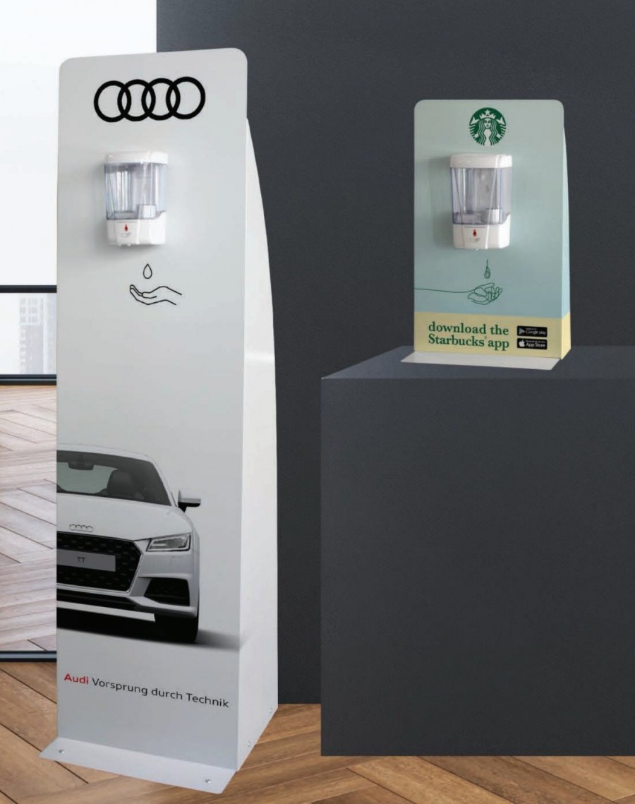 Branded Freestanding and Table top Hand Sanitiser Stations