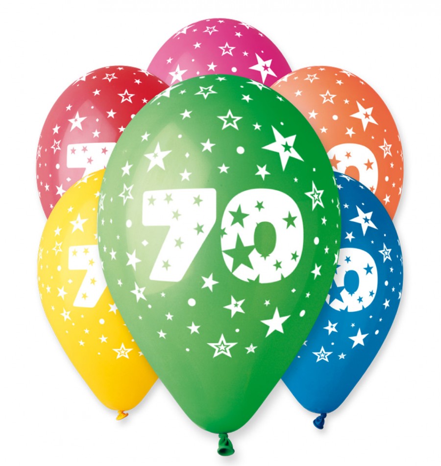 Pack of Number 70 Birthday Balloons Assorted Colours