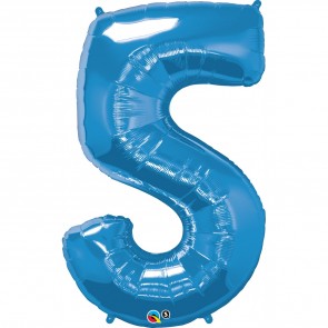 Giant Number 5 Foil Balloon Sapphire Blue