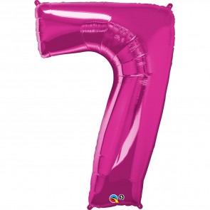 Giant Number 7 Foil Balloon Magenta