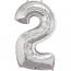 Giant Number 2 Foil Balloon Silver