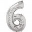 Giant Number 6 Foil Balloon Silver
