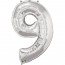 Giant Number 9 Foil Balloon Silver