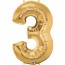 Giant Number 3 Foil Balloon Gold