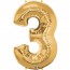 Giant Number 3 Foil Balloon Gold