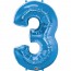 Giant Number 3 Foil Balloon Sapphire Blue