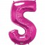 Giant Number 5 Foil Balloon Magenta