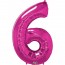 Giant Number 6 Foil Balloon Magenta