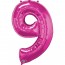 Giant Number 9 Foil Balloon Magenta